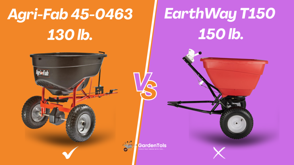 Agri-Fab 45-0463 130 lb. vs EarthWay T150 150 lb. Tow Behind Broadcast Spreader