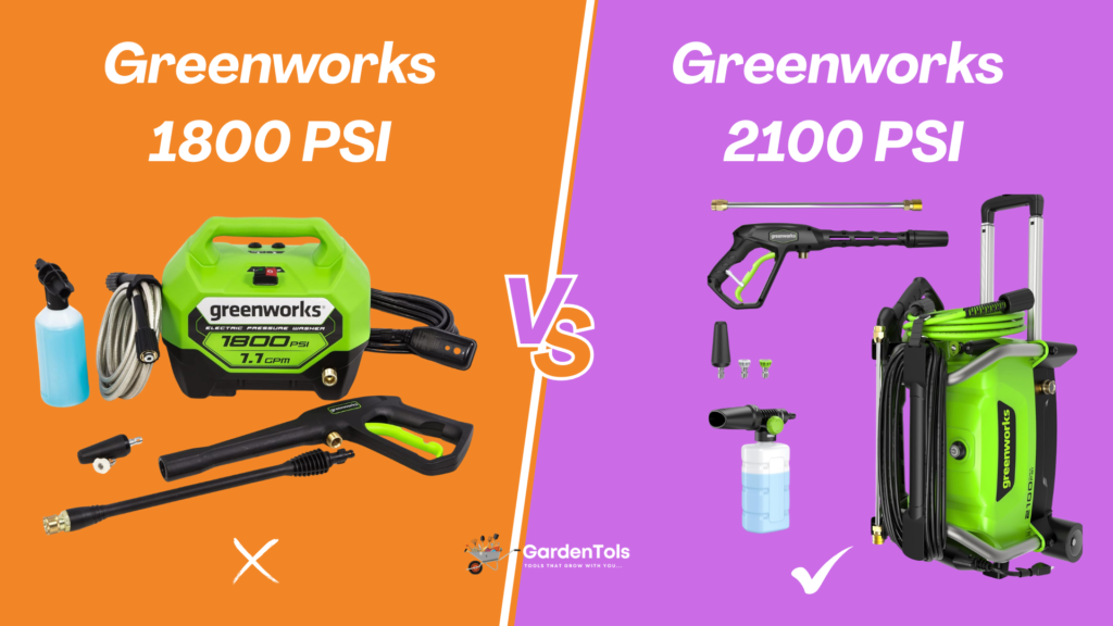 Greenworks 1800 PSI vs 2100 PSI Pressure Washer