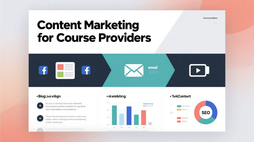 RankMyCourse visual – blog, email, video, and social media tactics